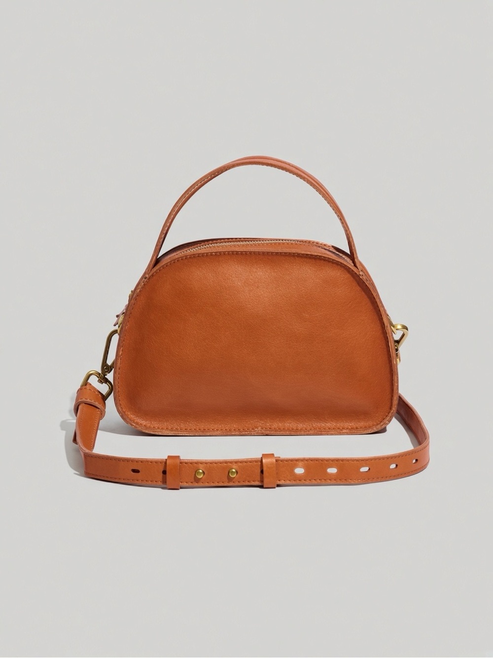 Madewell The Sydney Zip-Top Crossbody Bag Burnished Caramel 100% Cow Leather